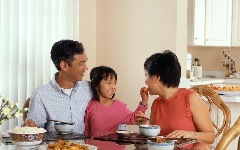 Family sharing a meal at home