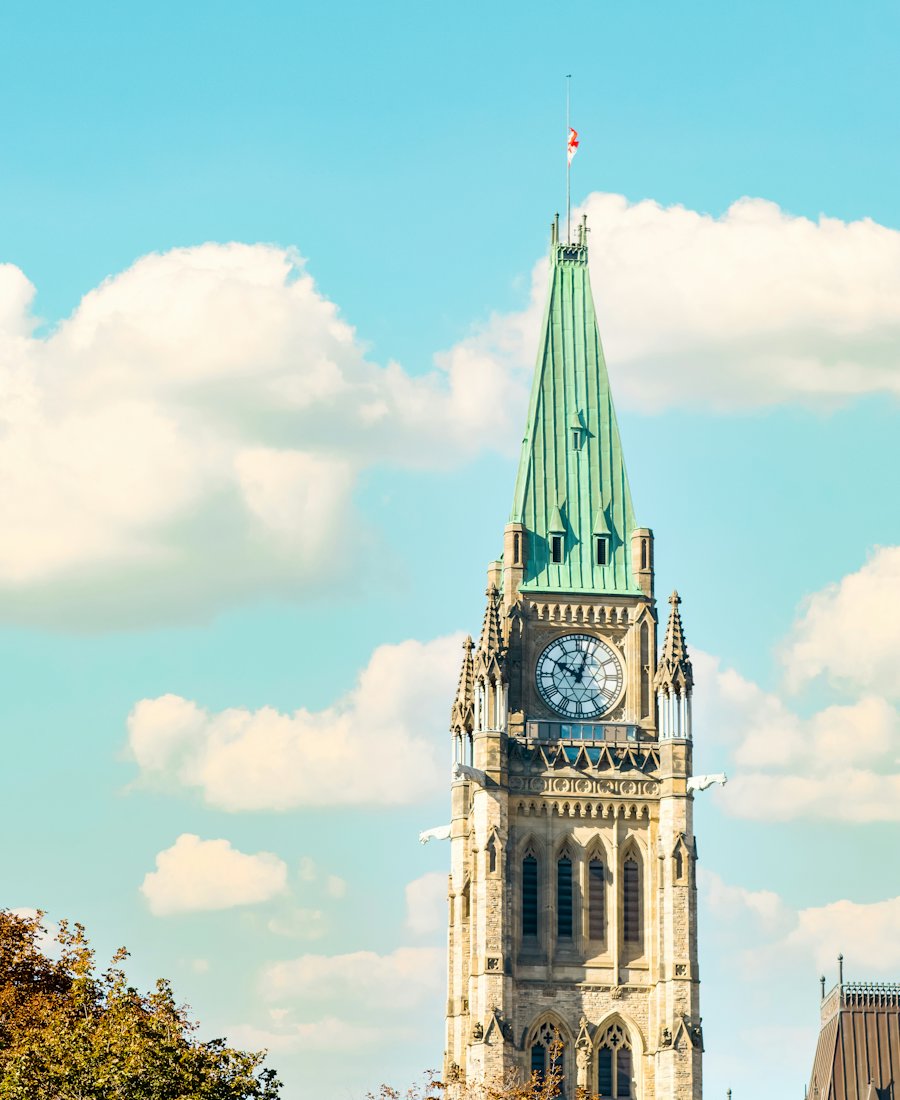 The Peace Tower on Parliament Hill in Ottawa